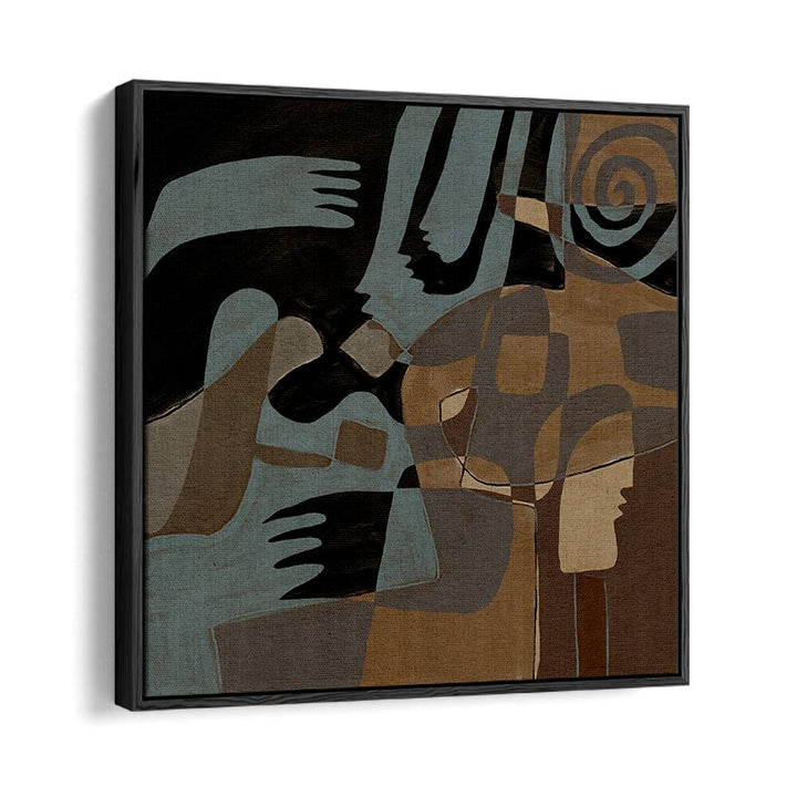 Abstract artwork titled "ESSENCE IV, ABSTRACT PAINTINGS" featuring bold shapes and colors, perfect for modern decor.