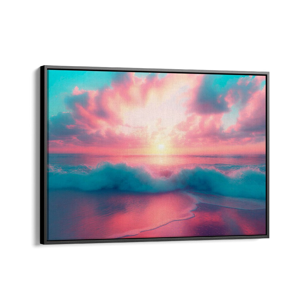 Vibrant sunset over waves in PASTEL PERFECTION, BEACH PAINTINGS by Philippe Hugonnard, perfect for serene decor.