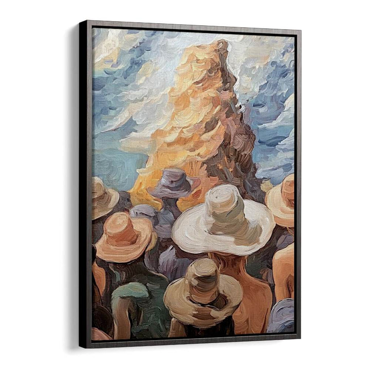 Stylish WOMEN WITH HATS enjoy a scenic view, showcasing the collection's chic design and vibrant colors.