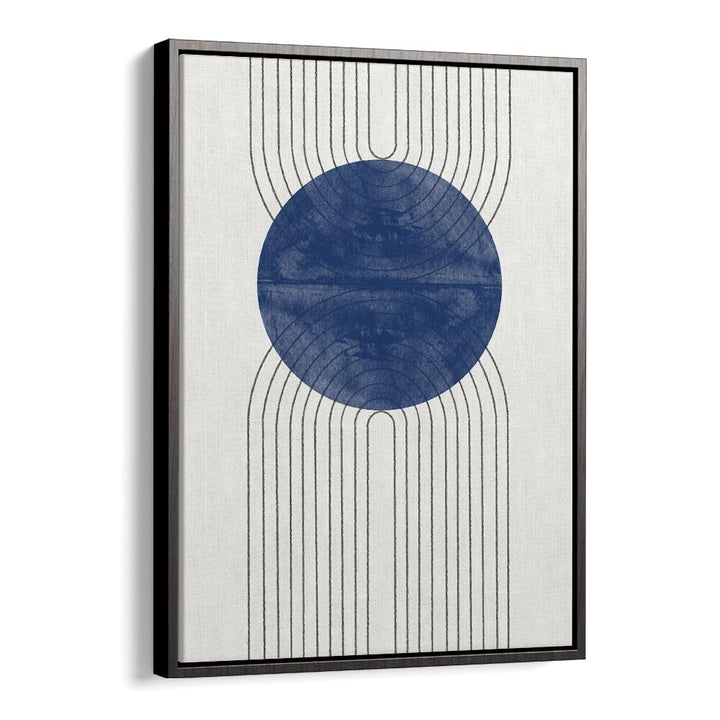 Stunning BLUE MOON NO I, ABSTRACT PAINTINGS artwork featuring a deep blue circle and intricate lines, perfect for any room.