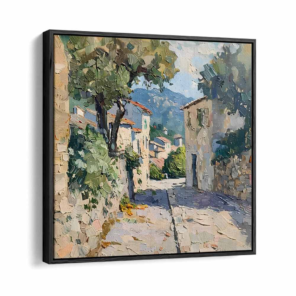 Vibrant STREET IN MALLORCA IV artwork captures Mediterranean charm and summer essence for stylish decor.