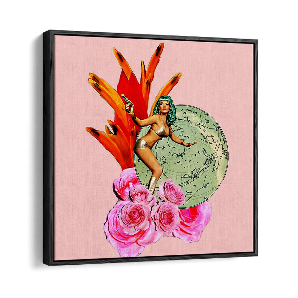 Vibrant GIRL POWER IV, PORTRAITS artwork featuring a confident woman surrounded by flowers and bold colors.