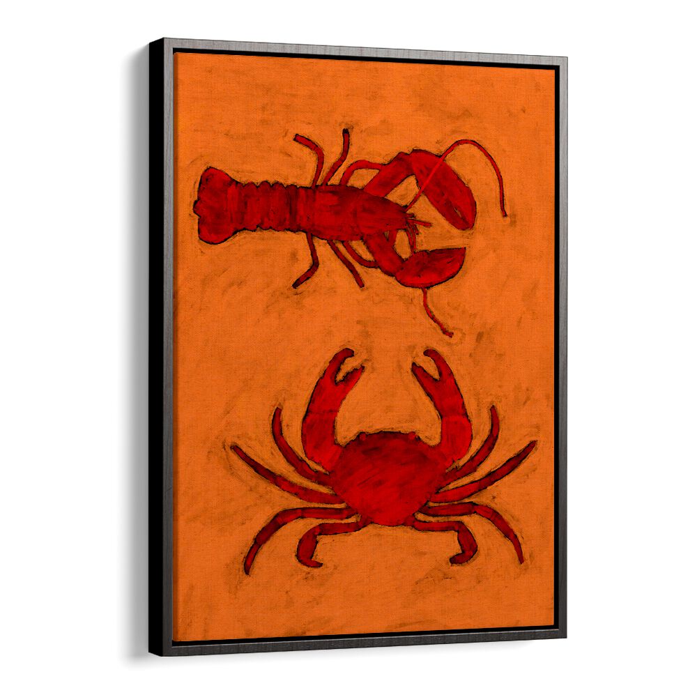 Vibrant COASTAL CREATURES, KITCHEN POSTERS featuring a lobster and crab, perfect for ocean-themed decor.