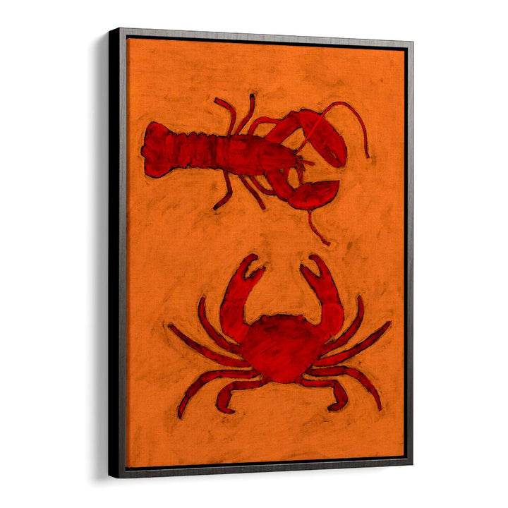 Vibrant COASTAL CREATURES, KITCHEN POSTERS featuring a lobster and crab, perfect for ocean-themed decor.