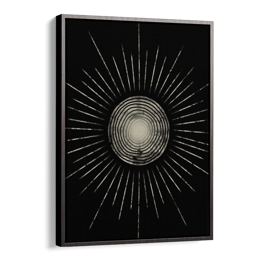 Captivating MIDNIGHT SUN ABSTRACTION, GEOMETRIC ART PRINTS featuring bold symmetry and 3D shapes for modern decor.