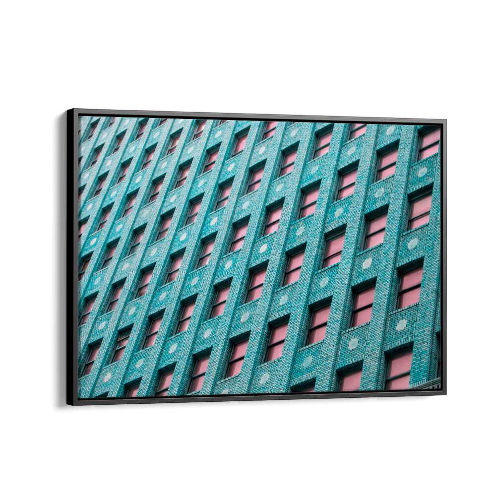 ABSTRACT painting - BRICK BUILDING WITH PINK WINDOWS by Asianmonk