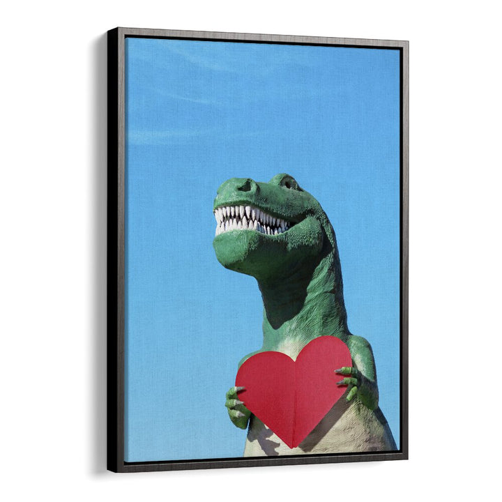 surreal painting - TYRANNOSAURUS REX WITH A RED PAPER HEART I by Asianmonk