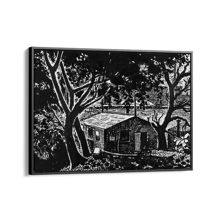 HOUSE IN THE WOODS DRAWING  (1875–1918) , VINTAGE PAINTINGS