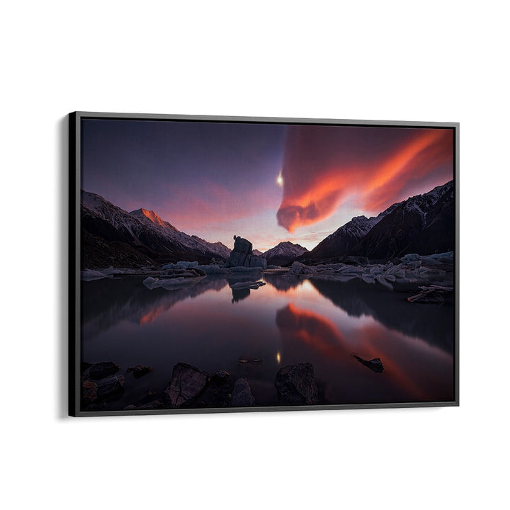 Stunning KISS OF DRAGON photography prints showcasing a serene landscape with vibrant sunset reflections.