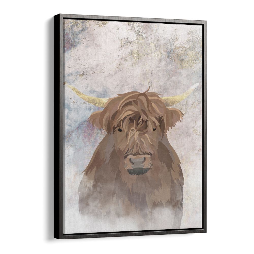 HIGHLANDS COW GOLD AND MARBLE BY SARAH MANOVSKI, WILDLIFE PAINTING