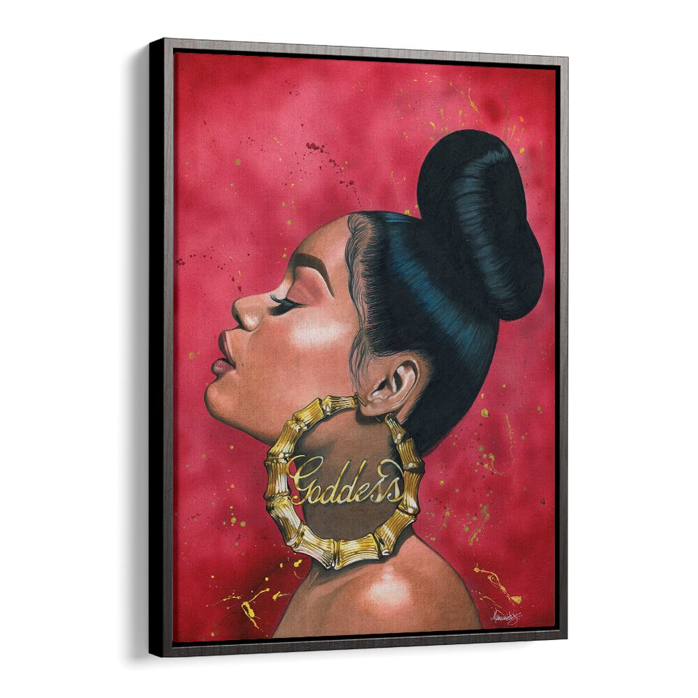 Elegant depiction of a woman with bold earrings in the GODDESS, AFRICAN ART PAINTINGS collection, celebrating beauty and grace.
