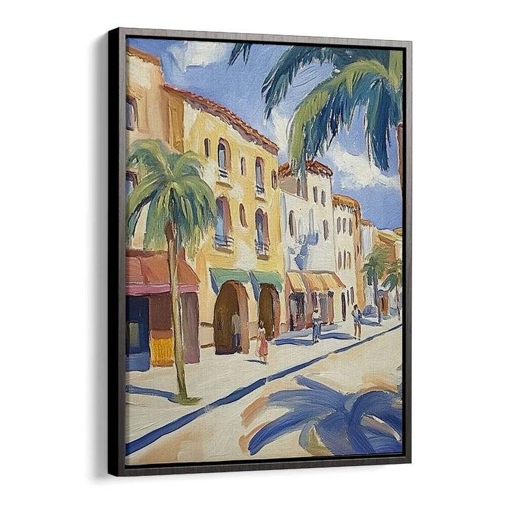 Vibrant PALM TREES ON THE STREET wall art adds tropical elegance to any living space, enhancing your decor.