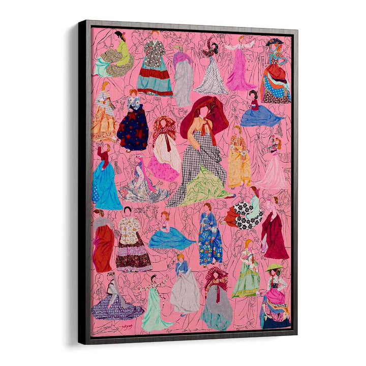 Colorful PICNIC, FASHION POSTERS showcasing stylish figures in vibrant dresses, perfect for any chic decor.