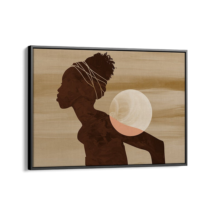 Explore the ANGOLAN MOON, AFRICAN ART PAINTINGS, showcasing a stunning silhouette against a textured backdrop.