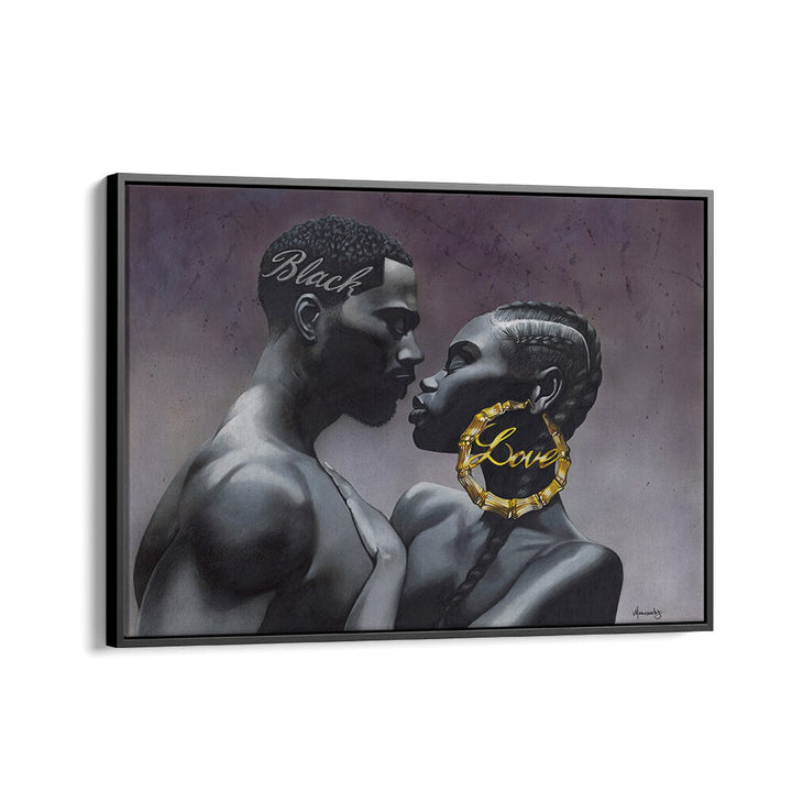Elegant BLACKLOVE, AFRICAN ART PAINTINGS featuring a passionate couple, perfect for enhancing your space's sophistication.