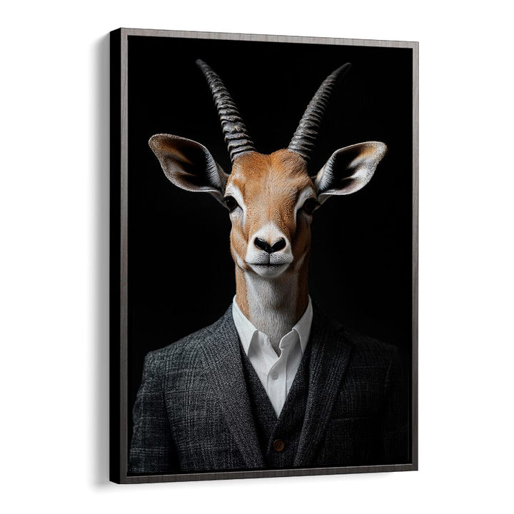WILD SUITS - ANTELOPE, ANIMAL PAINTINGS showcase a stylish antelope in a tailored suit by Philippe Hugonnard.