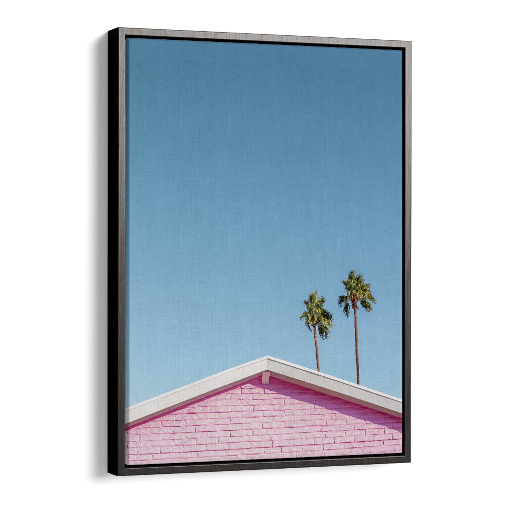 surreal painting - PINK ROOFLINE WITH PALM TREES by Asianmonk