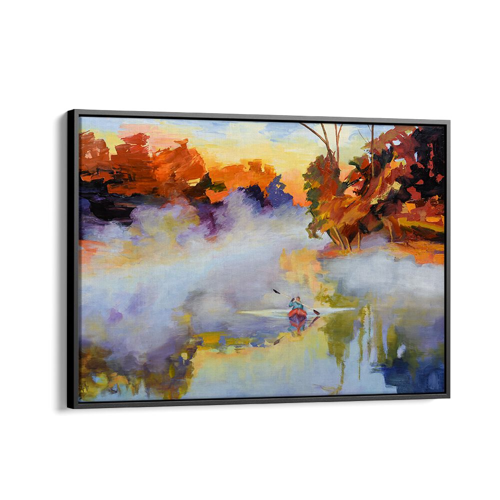 PADDLING IN THE MIST , LANDSCAPE PAINTINGS