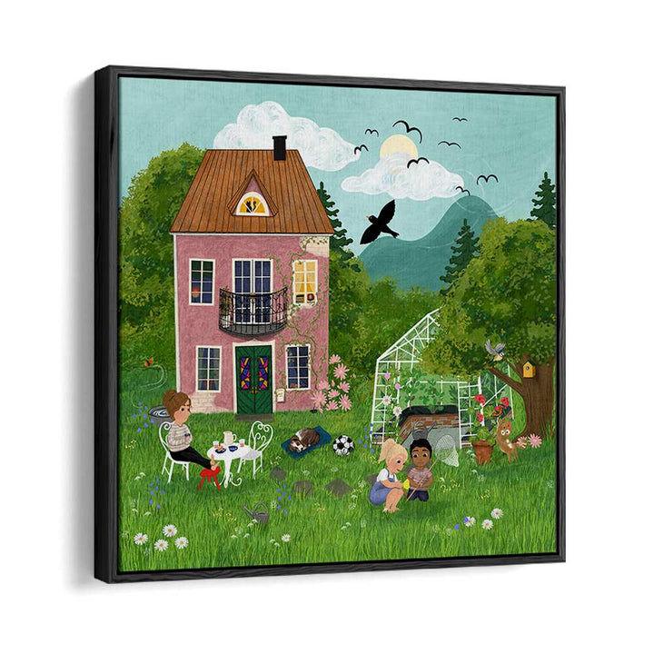 Colorful SUMMERDAY IN THE GARDEN, KIDS ROOM PAINTINGS showcasing playful children and nature, perfect for kids' spaces.