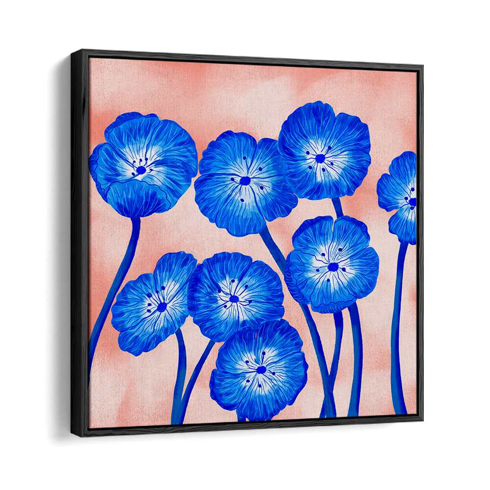 INDIGO BLOOMS , FLORAL FLOWER PAINTINGS