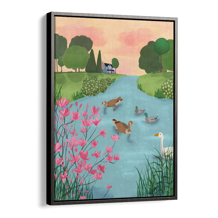 DUCKS ON SUMMER TRAILS , WILDLIFE PAINTINGS , WILDLIFE POSTERS