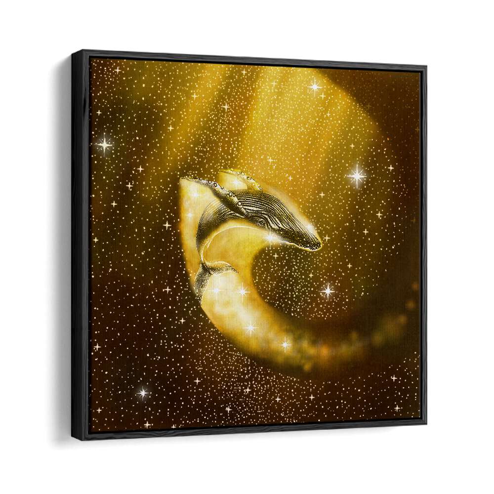 STARRY WHALE IN GOLDEN SPACE BY ALIRIZA ÇAKIR SURREAL PAINTINGS, SURREAL ART