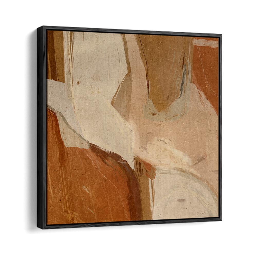 Abstract painting featuring earthy tones in a sleek black frame, highlighting EARTHY ABSTRACTIONS, ABSTRACT PAINTINGS.