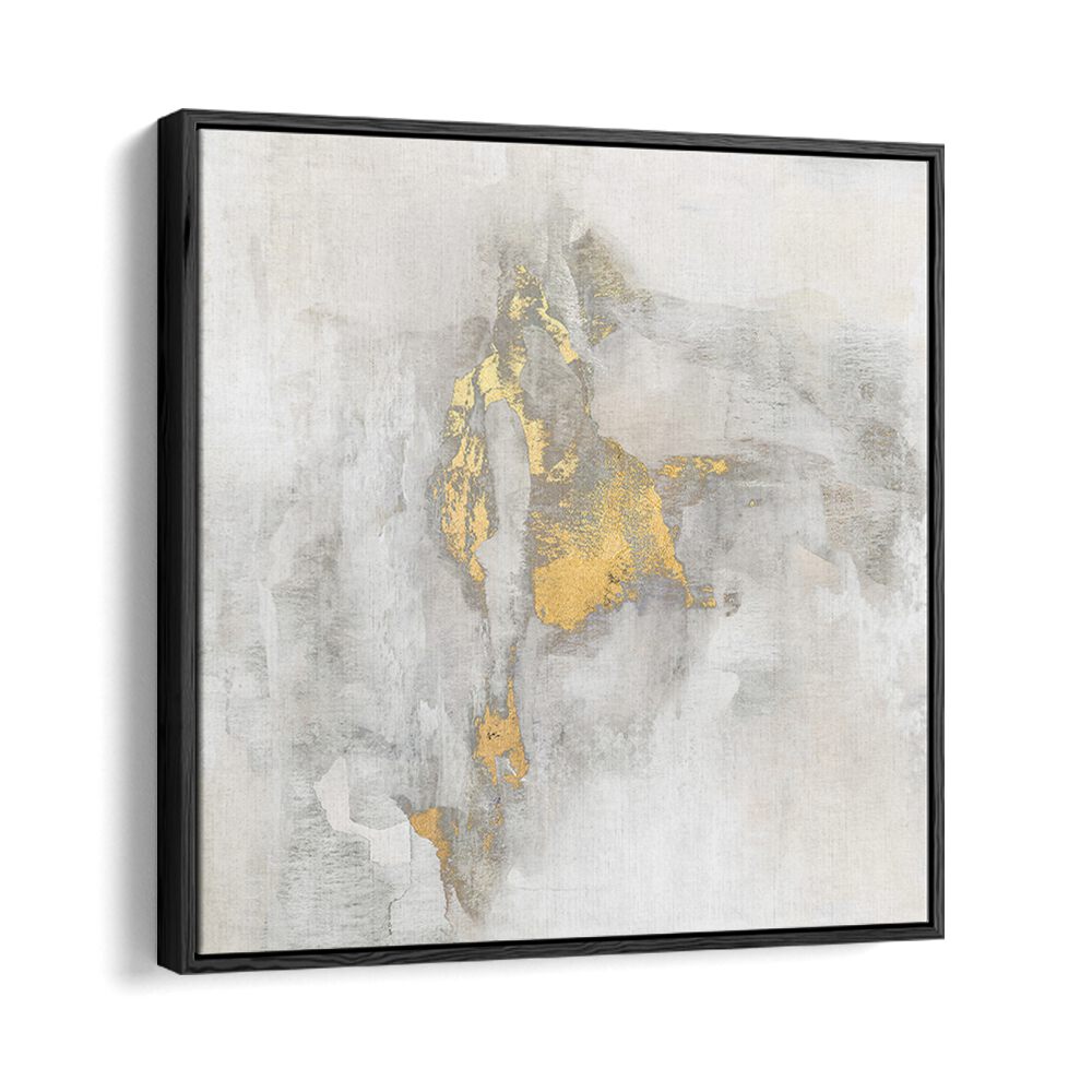 Elegant abstract painting titled "YOSEMITE FALLS II", featuring soft gray and gold tones, perfect for modern decor.