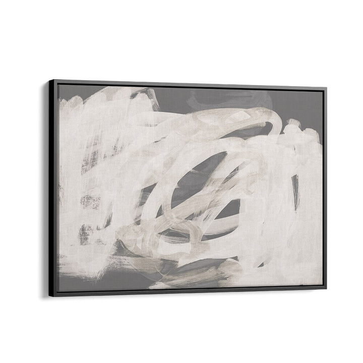 Elegant BRUSHSTROKES SOFTTONES, ABSTRACT PAINTINGS piece in a sleek black frame, enhancing modern living spaces.