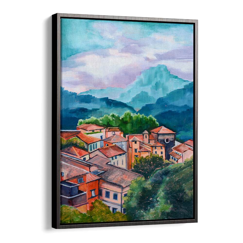 VILLAGE IN THE MOUNTAINS , LANDSCAPE PAINTINGS