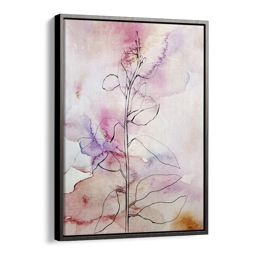 Elegant WHISPER PETALS II, FLORAL FLOWER PAINTINGS showcasing delicate floral outlines against soft pastel hues.