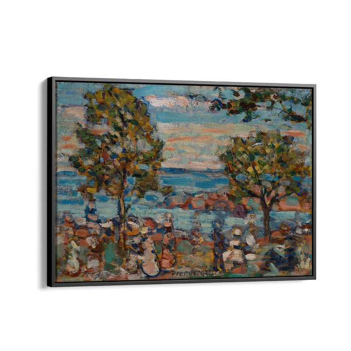 BEACH SCENE WITH TWO TREES , VINTAGE PAINTINGS