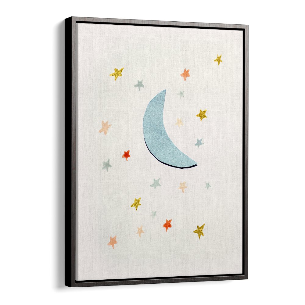 Whimsical MOON and stars painting, perfect for a kids' room decor. Ideal addition to any child's space.