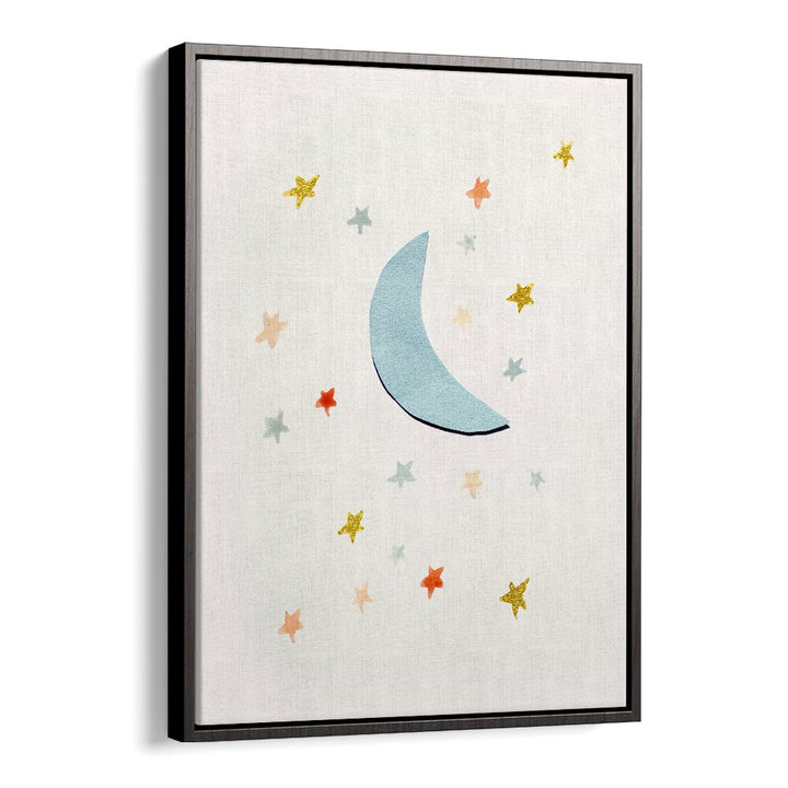 Whimsical MOON and stars painting, perfect for a kids' room decor. Ideal addition to any child's space.