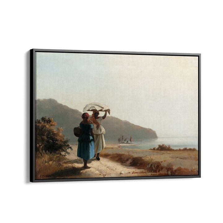 TWO WOMEN CHATTING BY THE SEA, ST. THOMAS (1856) , VINTAGE PAINTINGS