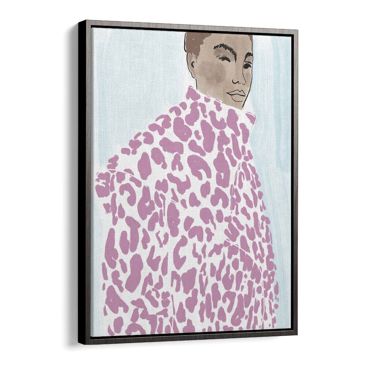 Elegant illustration of a model in a pink coat, capturing the essence of PINK COAT, PORTRAITS & FIGURATIVE ILLUSTRATIONS.