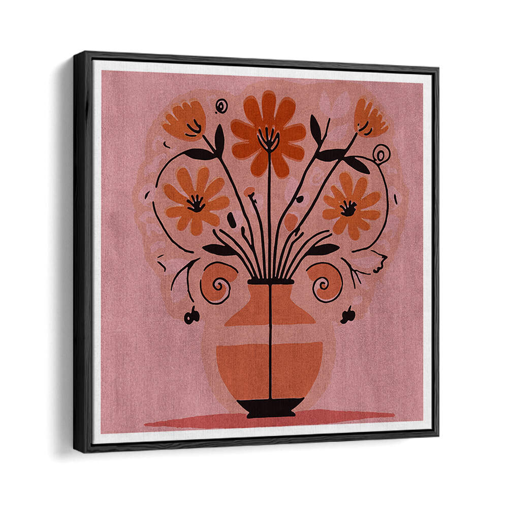 ABSTRACT FLOWERS IN A VAS , FLORAL FLOWER PAINTINGS