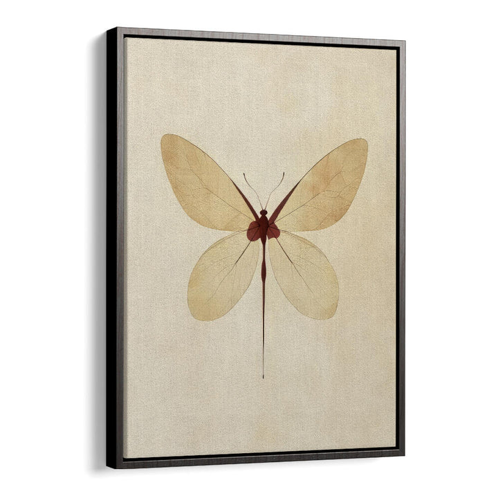 BEIGE BUTTERFLY WALL ART , FLORAL FLOWER PAINTINGS