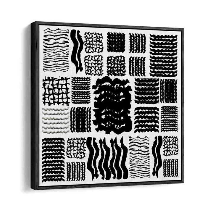 Transform your space with SQUIGGLE GRID II, GEOMETRIC ART PRINTS showcasing bold black and white patterns.
