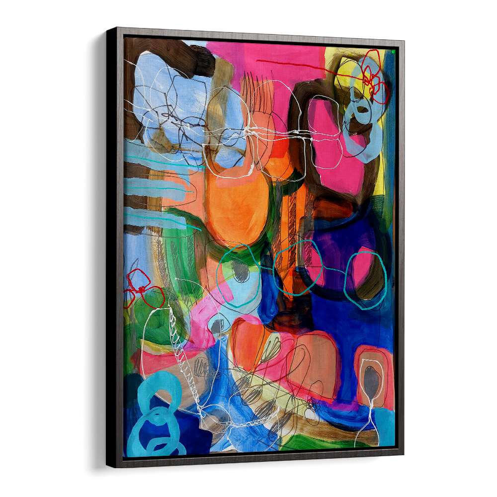 Vibrant hues and dynamic shapes define COMPOSITION FOR A SUNDAY MORNING II, ABSTRACT PAINTINGS for contemporary decor.
