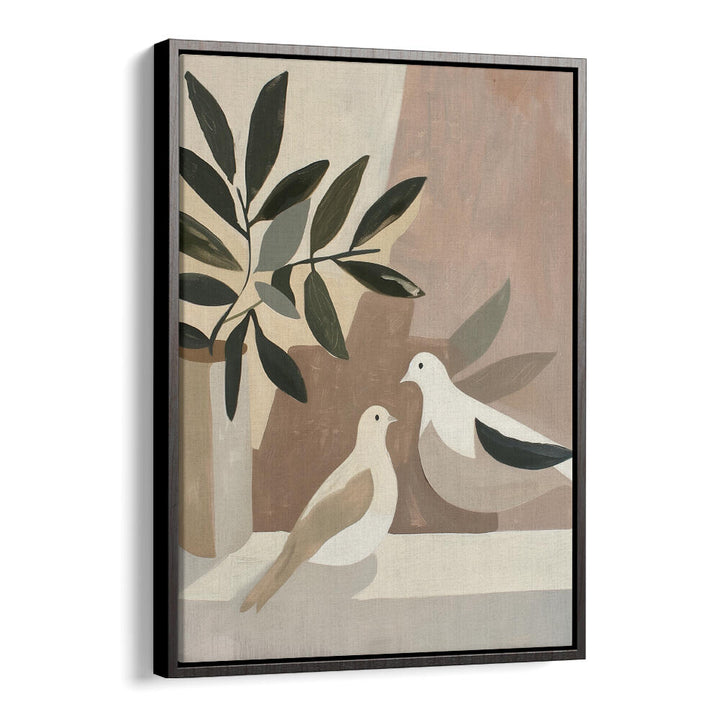 DOVES ON PATIO , BOHO ART PAINTINGS