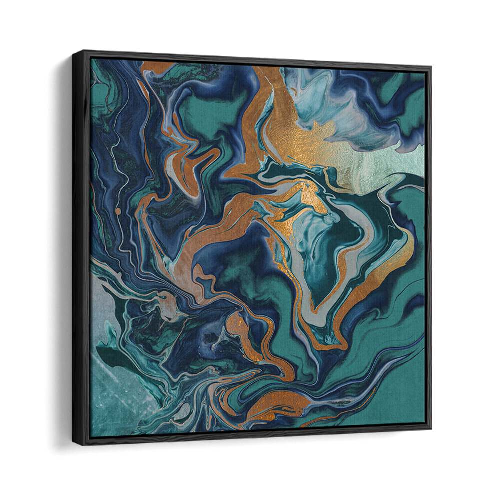 Enhance your space with DRAMAQUEEN MARBLE GREEN, ABSTRACT PAINTINGS, featuring captivating swirls of teal and gold.