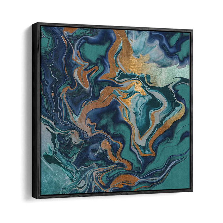 Enhance your space with DRAMAQUEEN MARBLE GREEN, ABSTRACT PAINTINGS, featuring captivating swirls of teal and gold.