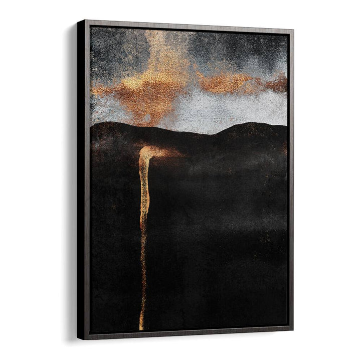 Elegant EMBER, ABSTRACT PAINTINGS showcasing a striking black and gold design to enhance your contemporary decor.