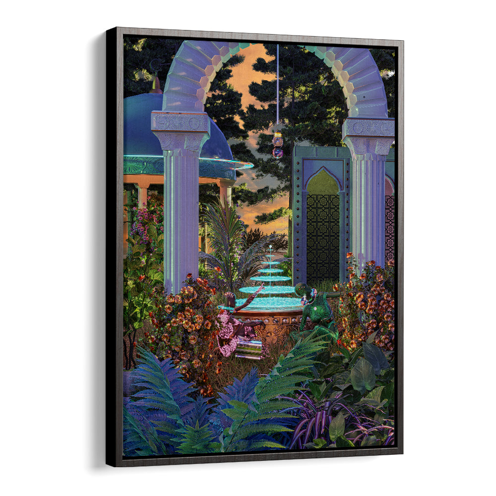 EXOTIC GARDEN FOUNTAIN SUNSET