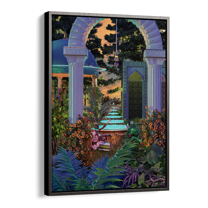 EXOTIC GARDEN FOUNTAIN SUNSET