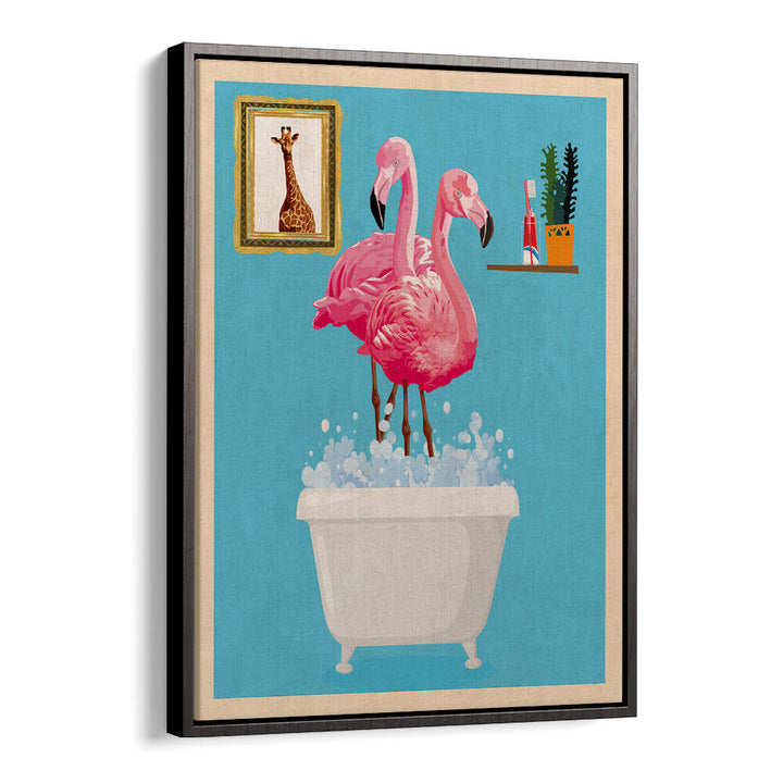 FLAMINGOS IN BATH , BATHROOM ART PRINTS