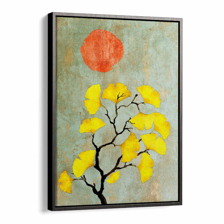 GINKO BILOBA AND SUN , FLORAL ,FLORAL FLOWER PAINTINGS
