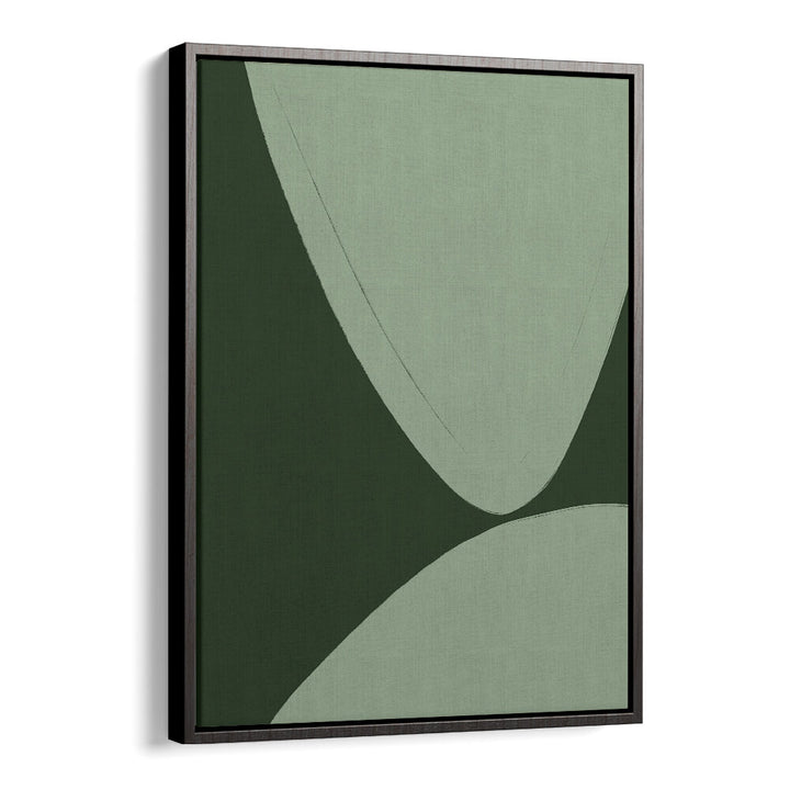 GREEN CURVED SHAPES , ABSTRACT PAINTINGS