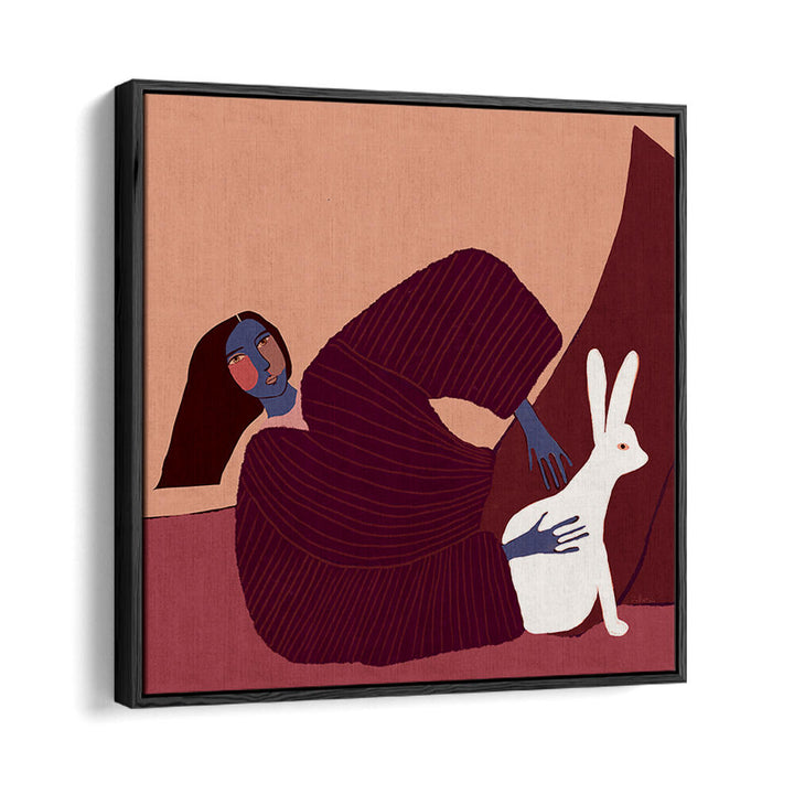 LADY AND RABBIT , PORTRAITS & FIGURATIVE ILLUSTRATIONS